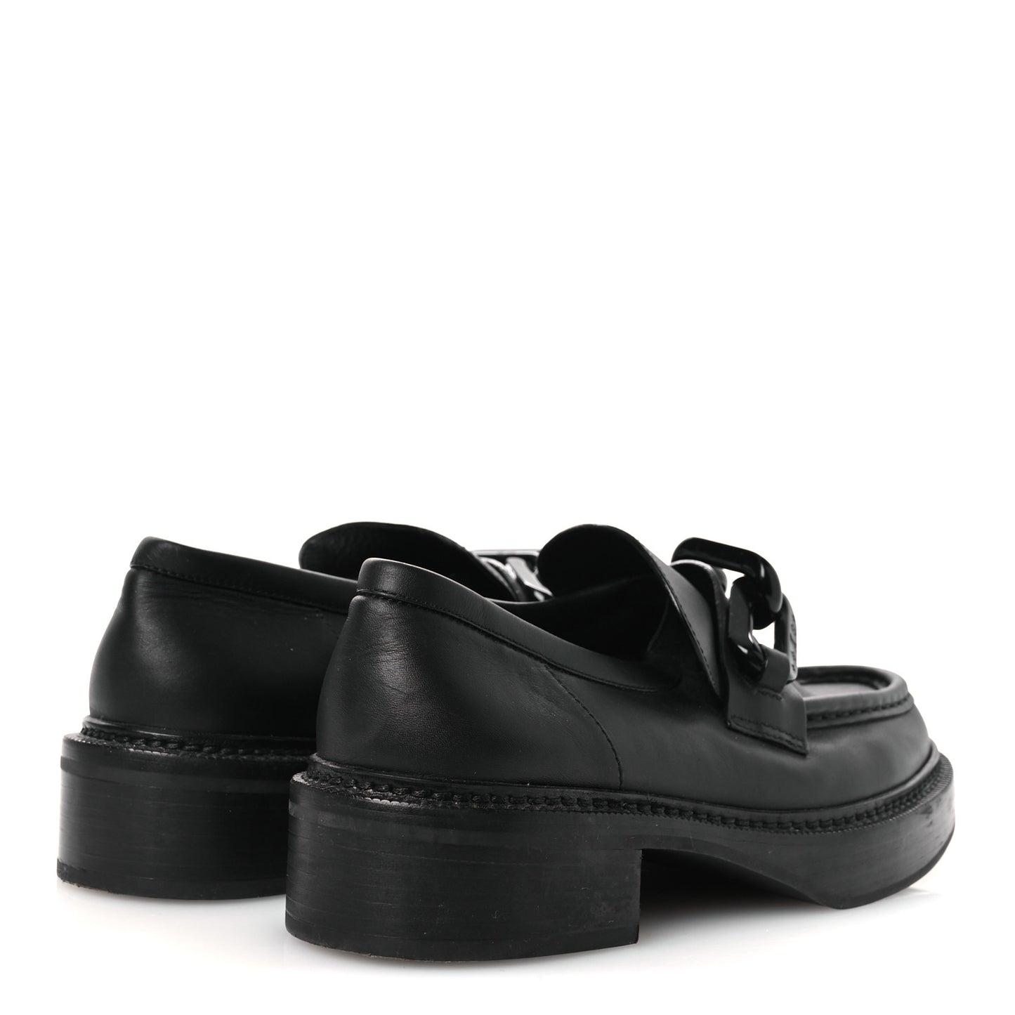 Calfskin Oversized Chain Academy Loafers 39 Black
