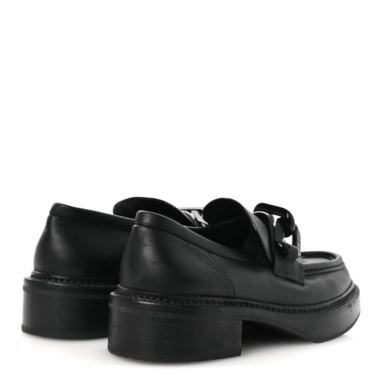 Louis Vuitton Calfskin Oversized Chain Academy Loafers 39 Black 5 of 14
