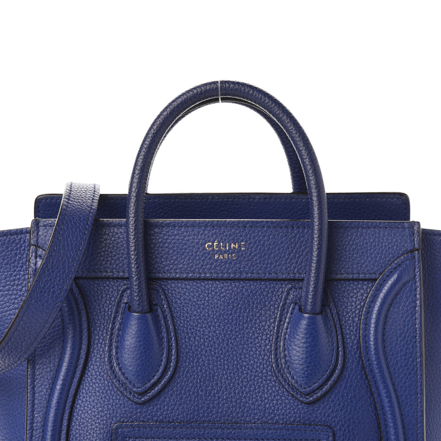 Celine Drummed Calfskin Nano Luggage Indigo 9 of 9