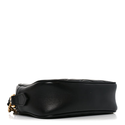 Gucci Calfskin Matelasse Mini GG Marmont Chain Shoulder Bag Black 3 of 9