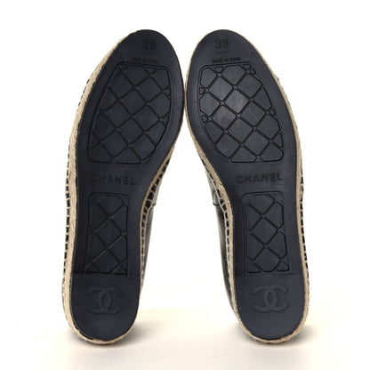 Chanel Lambskin CC Espadrilles 38 Black Beige 12 of 12
