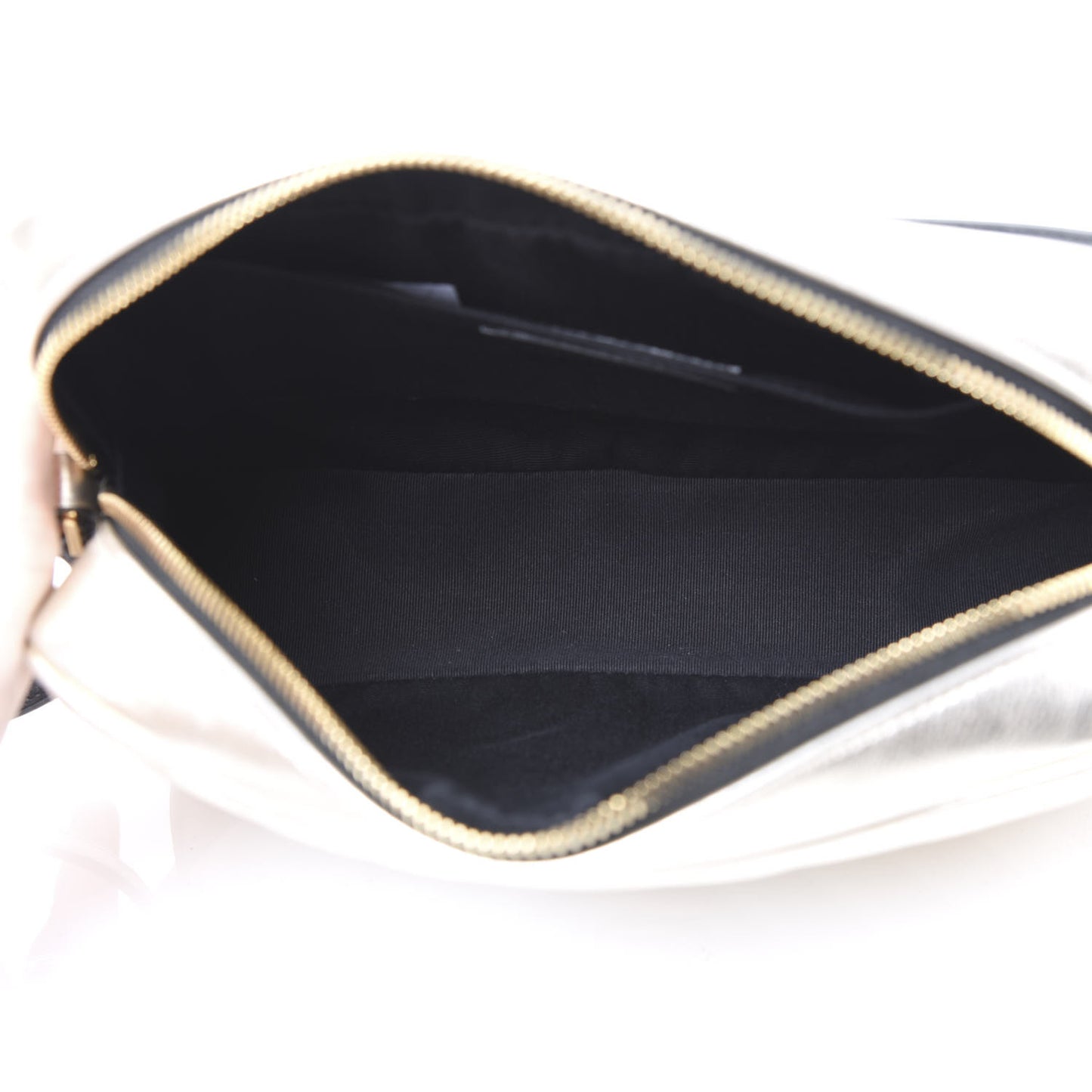 Metallic Calfskin Matelasse Monogram Lou Camera Bag Platino