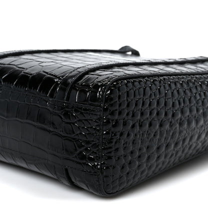 Balenciaga Shiny Calfskin Logo Crocodile Embossed XXS Everyday Tote  Black 10 of 10