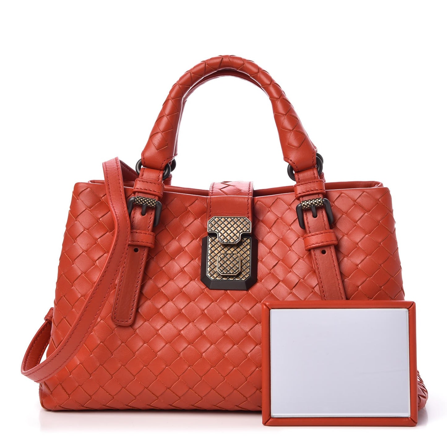 Calfskin Leggero Intrecciato Baby Roma Tote Terracota