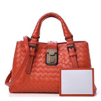 Bottega Veneta Calfskin Leggero Intrecciato Baby Roma Tote Terracota 3 of 7