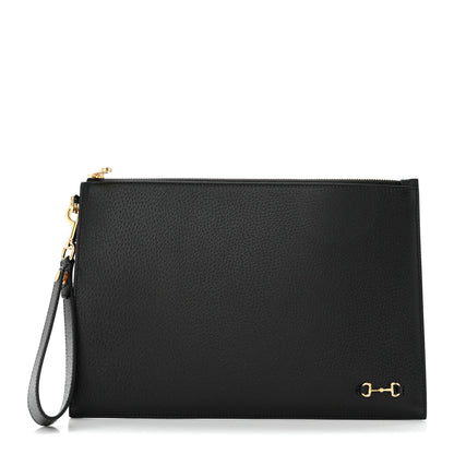 Gucci Calfskin Horsebit 1955 Wristlet Pouch Black 1 of 11