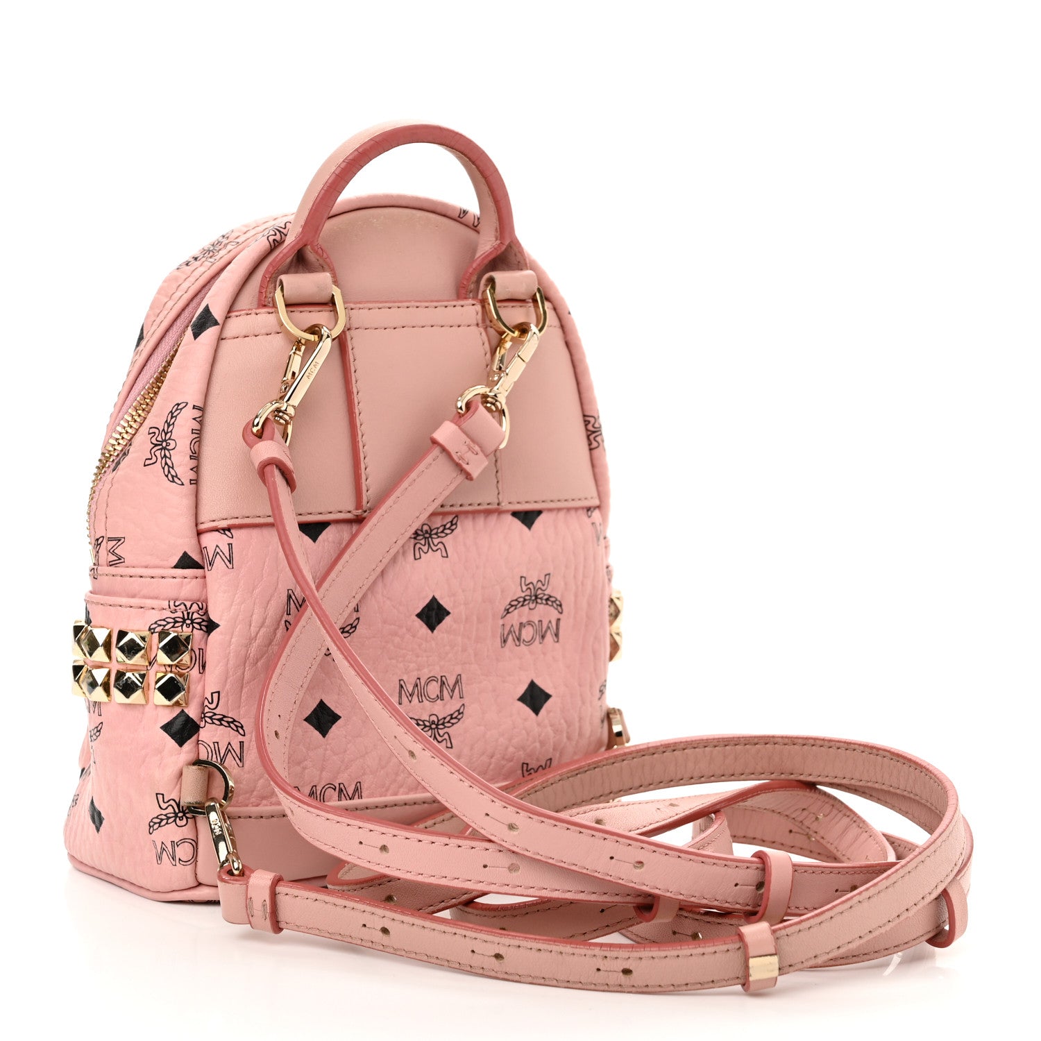 MCM Visetos Side Stud X-Mini Stark Backpack Soft Pink 3 of 11