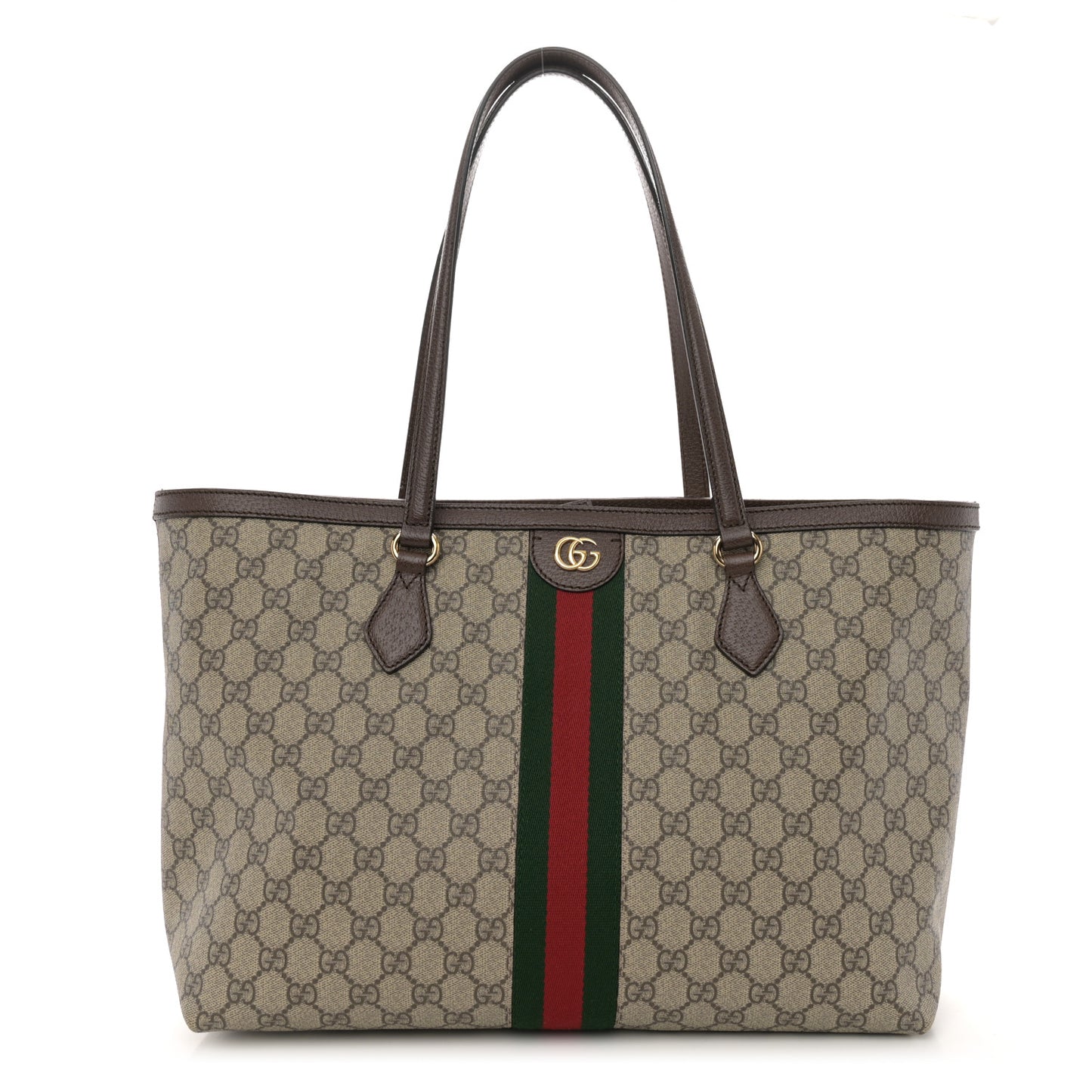 GG Supreme Monogram Medium Ophidia Shopping Tote Brown