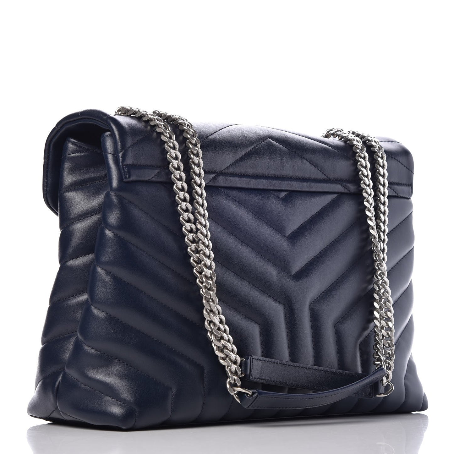 Calfskin Y Quilted Monogram Medium Loulou Chain Satchel Medium Blue