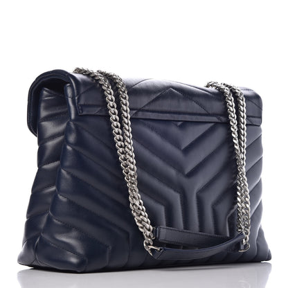 Saint Laurent Calfskin Y Quilted Monogram Medium Loulou Chain Satchel Medium Blue 3 of 8