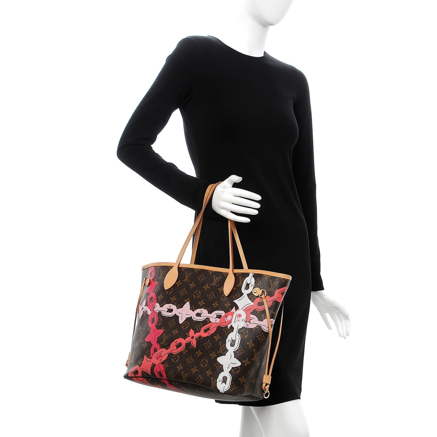 Monogram Bay Neverfull MM Rose Ballerine Poppy