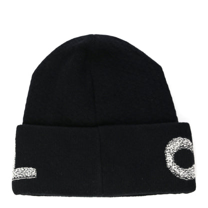 Chanel Cashmere Logo Beanie Hat Black Light Grey 2 of 9
