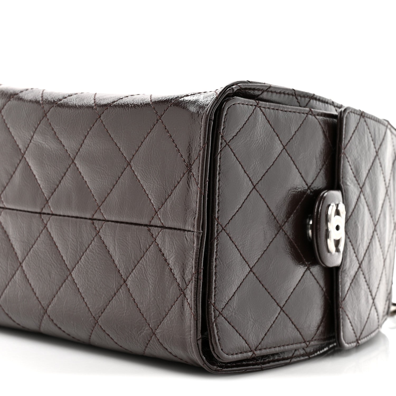 Chanel Shiny Crumpled Calfskin Quilted Small Chanel 25 Handbag Dark Brown 9 of 10