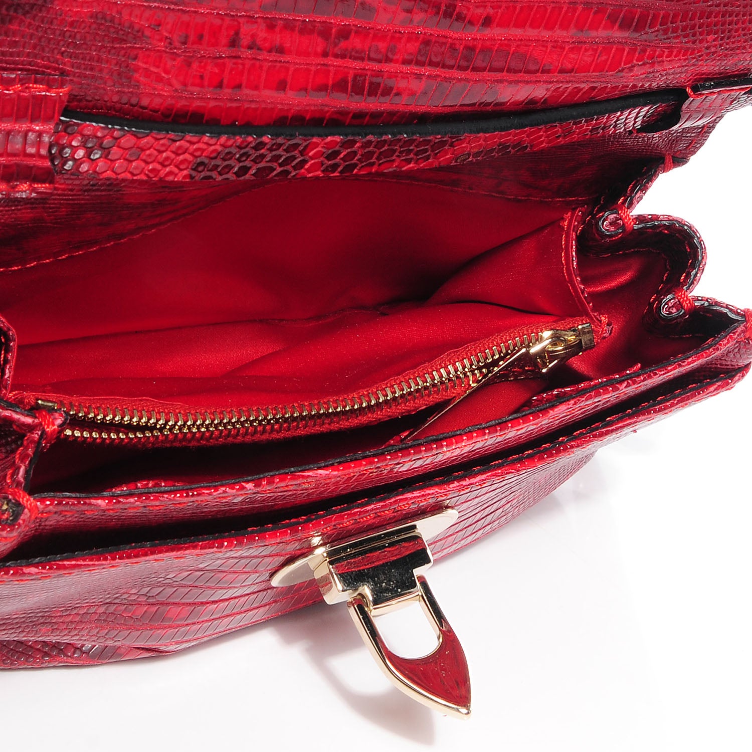 Valentino Garavani Lizard Rockstud Flap Red 6 of 9