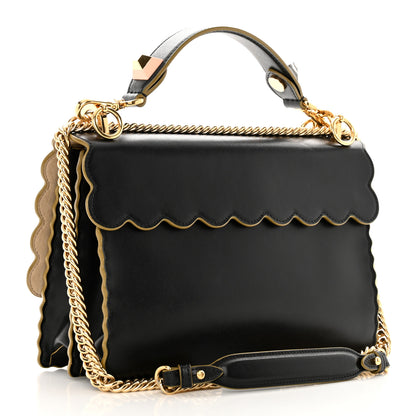 Fendi Vitello Liberty Scalloped Studded Kan I Shoulder Bag Black 3 of 21