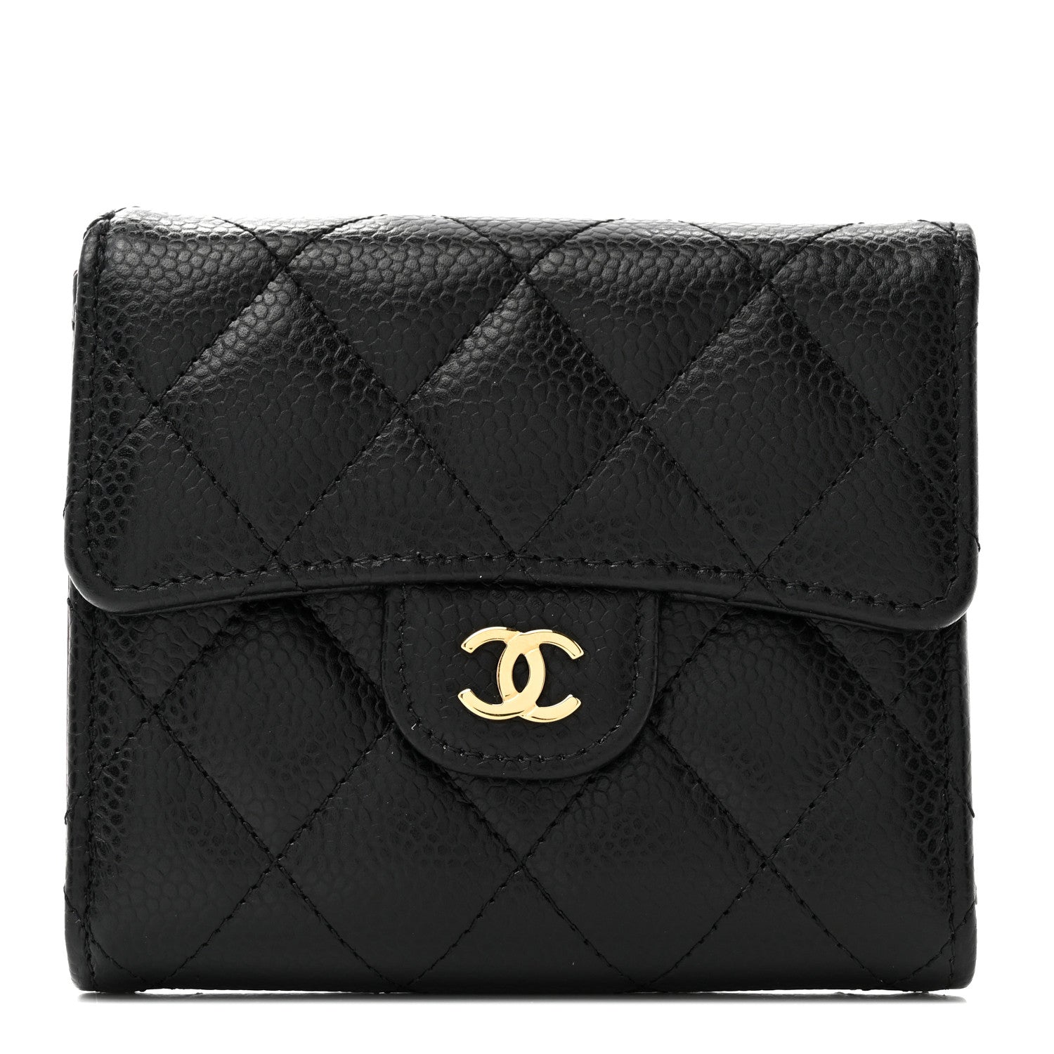 Chanel Caviar Quilted Compact Flap Wallet Black 1 of 8