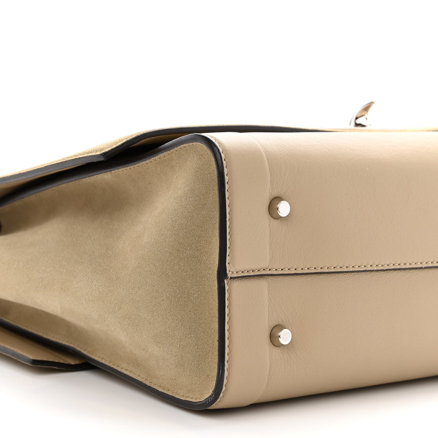 Suede Calfskin Lambskin Medium Shark Lock Satchel Taupe