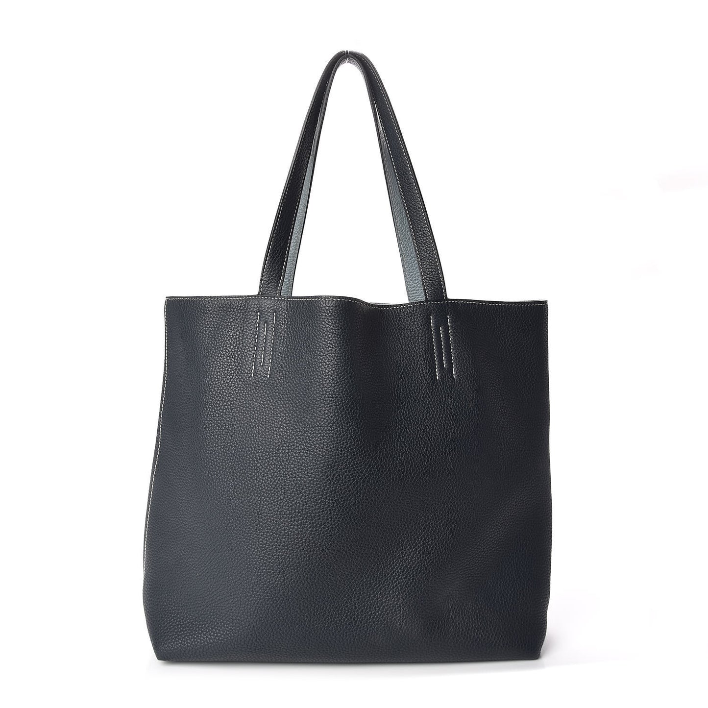 Taurillon Clemence Double Sens 36 Reversible Tote Bleu Lin Bleu Obscur