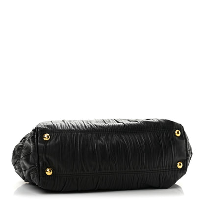 Prada Nappa Dressy Gaufre Framed Tote Black 3 of 13