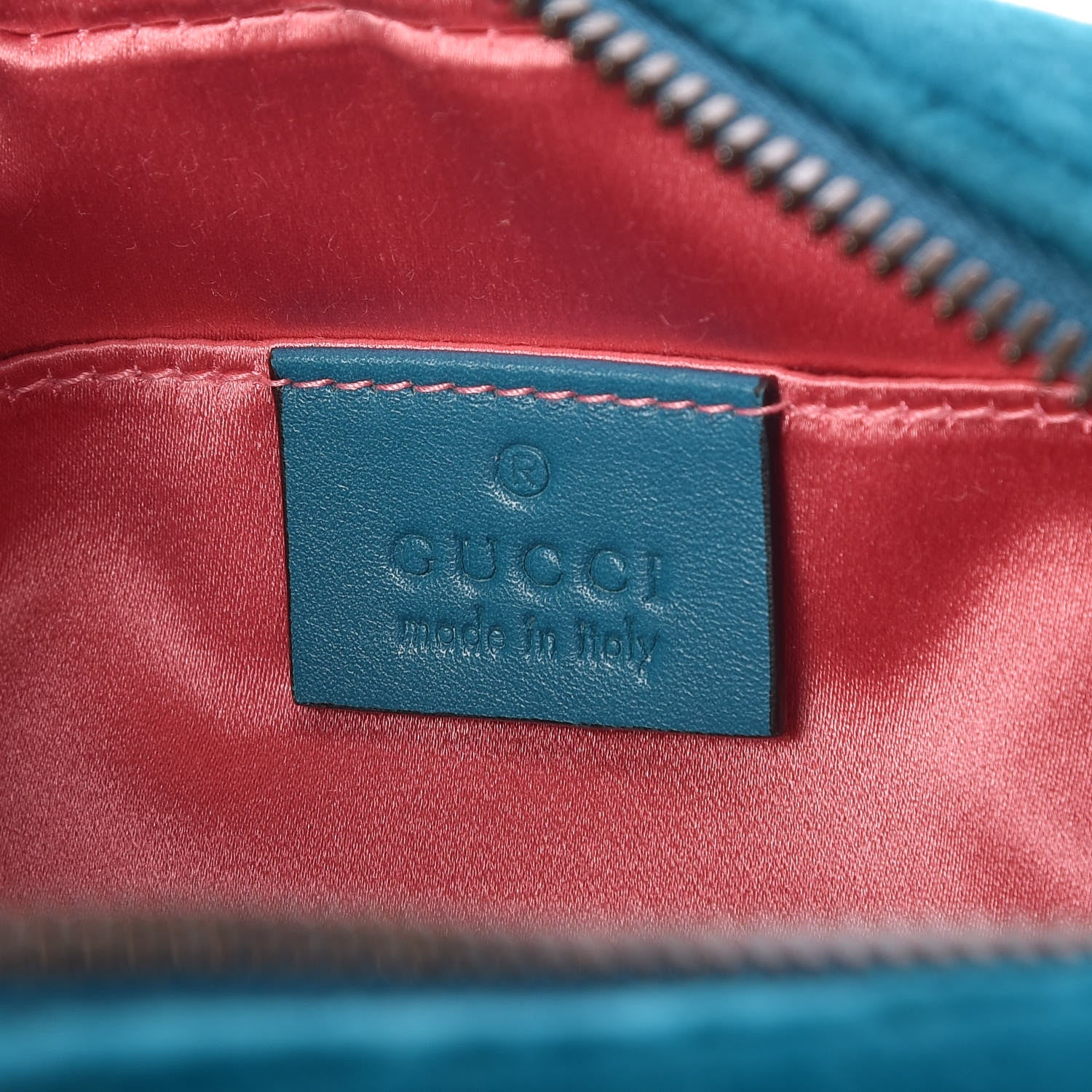 Gucci Velvet Matelasse Small GG Marmont Chain Shoulder Bag Pavone Cyan 6 of 9