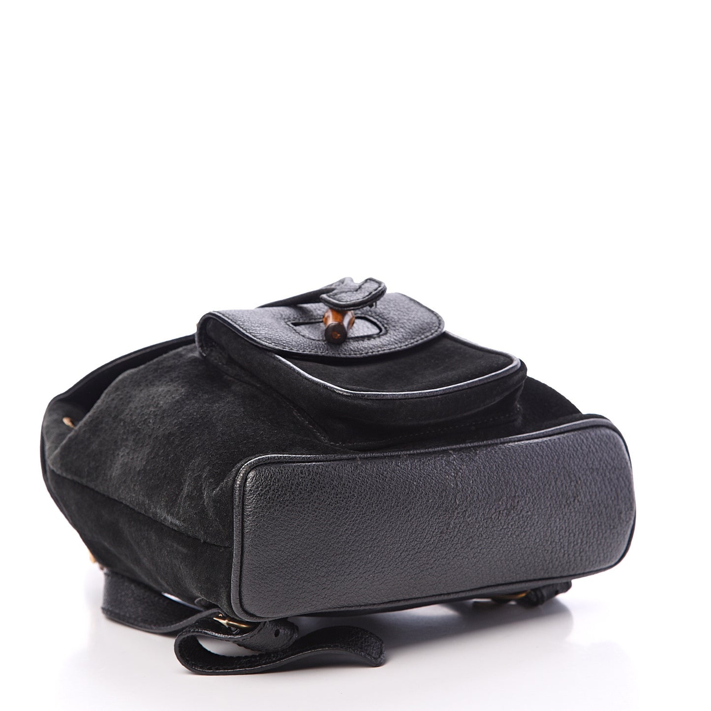 Calfskin Suede Bamboo Backpack Black