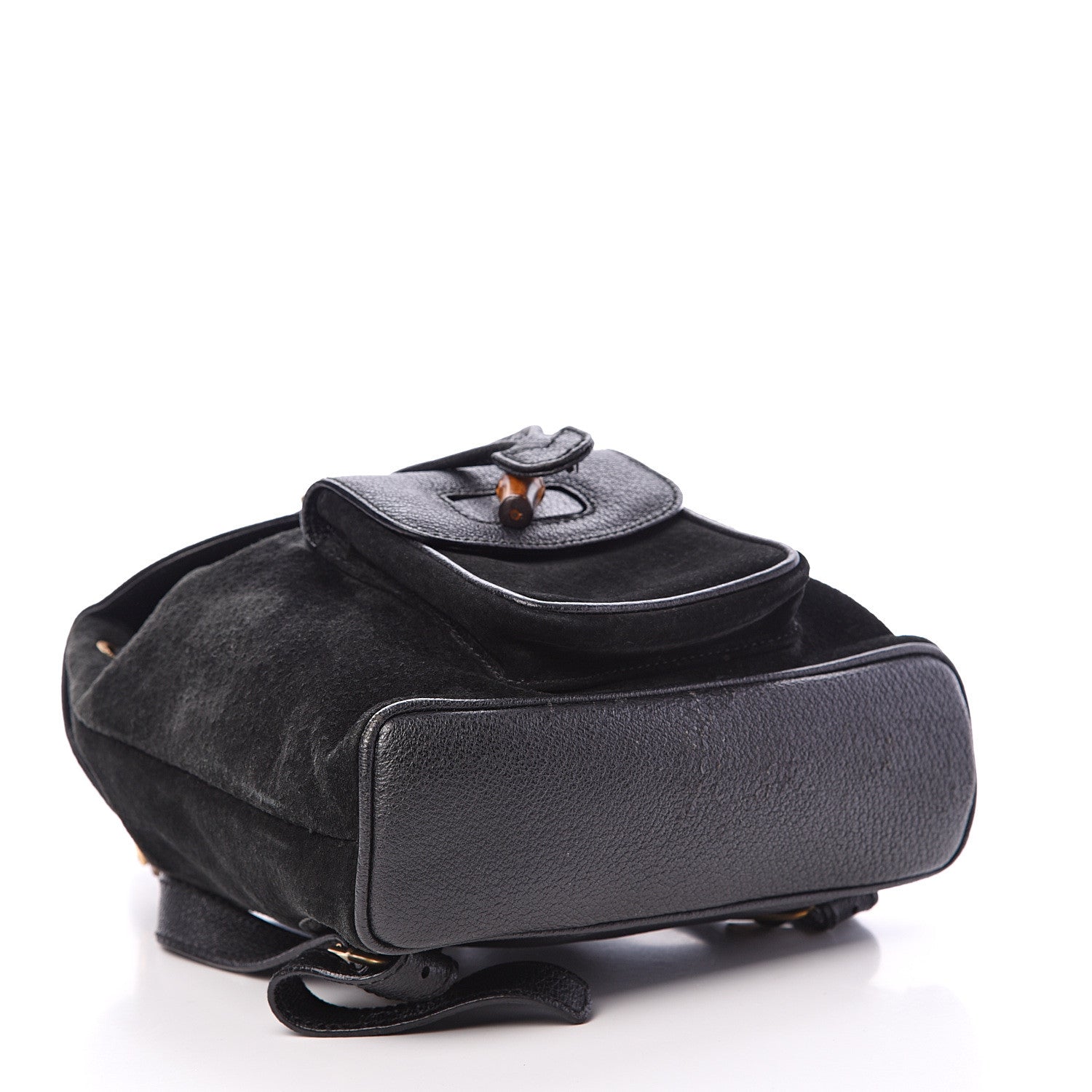 Gucci Calfskin Suede Bamboo Backpack Black 3 of 10