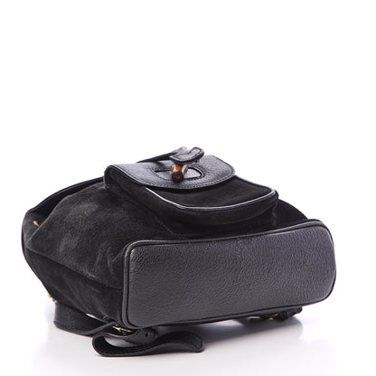 Gucci Calfskin Suede Bamboo Backpack Black 3 of 10