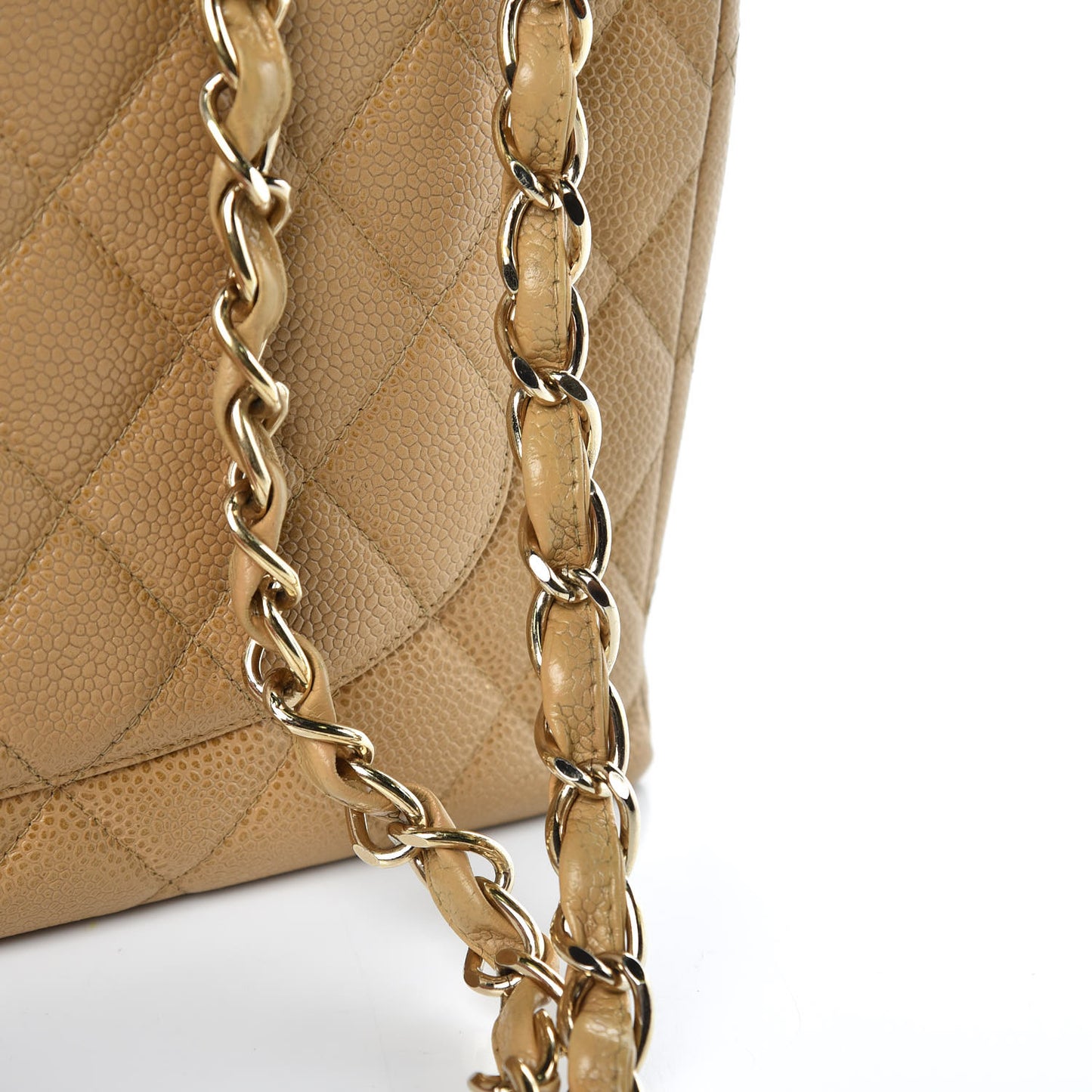 Caviar Quilted Jumbo Single Flap Beige