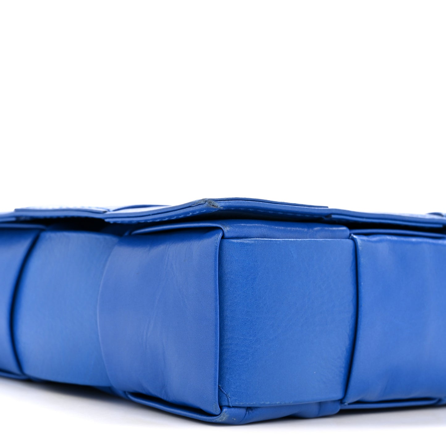 Paper Calfskin Maxi Intreccio Cassette Crossbody Bag Cobalt