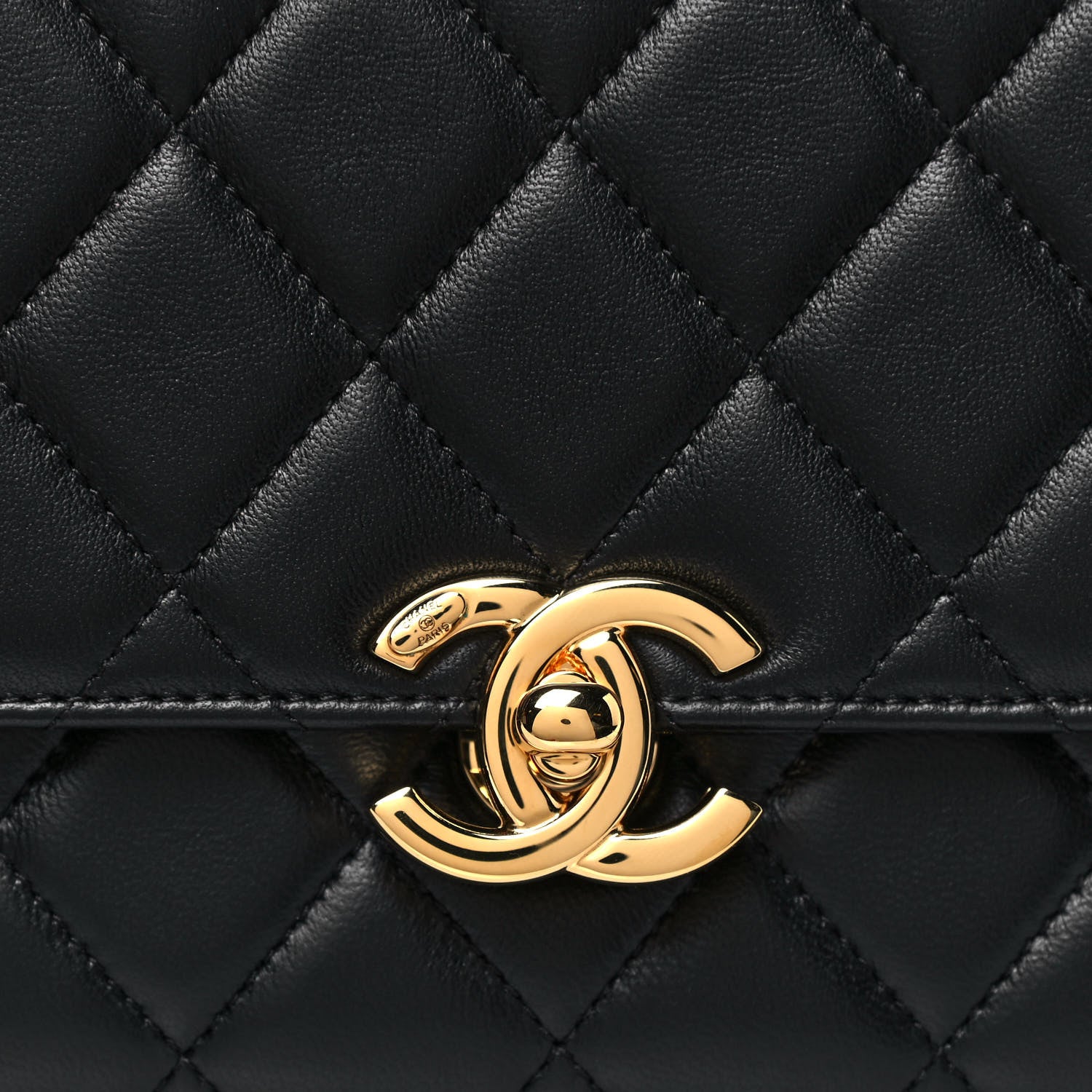 Chanel Lambskin Quilted Mini Golden Plate Flap Black 8 of 13