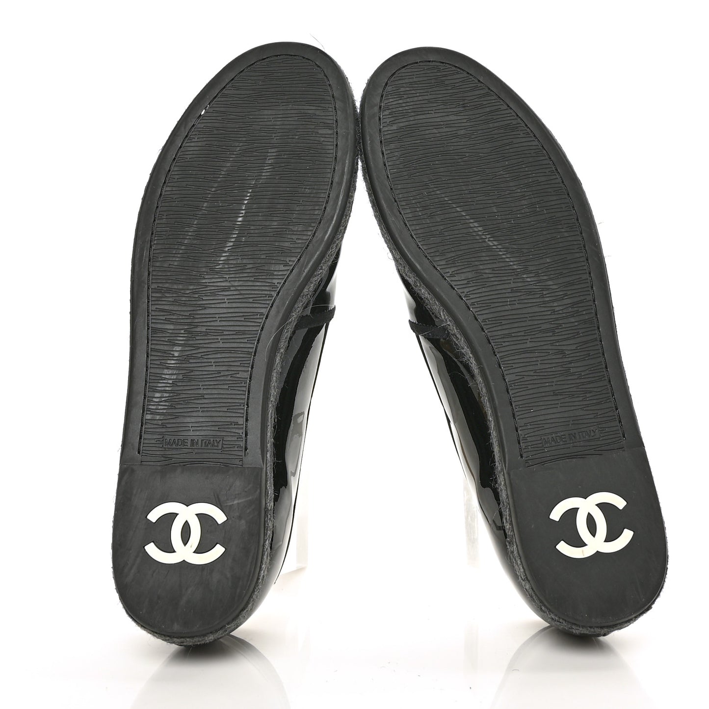 Patent Calfskin CC Mocassin Loafer Espadrilles 41.5 Black