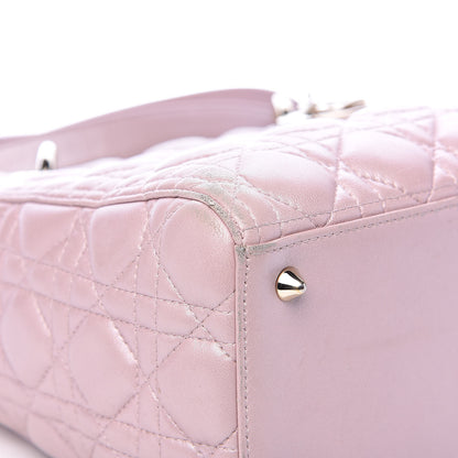Christian Dior Pearly Lambskin Cannage Medium Lady Dior Lotus 9 of 20