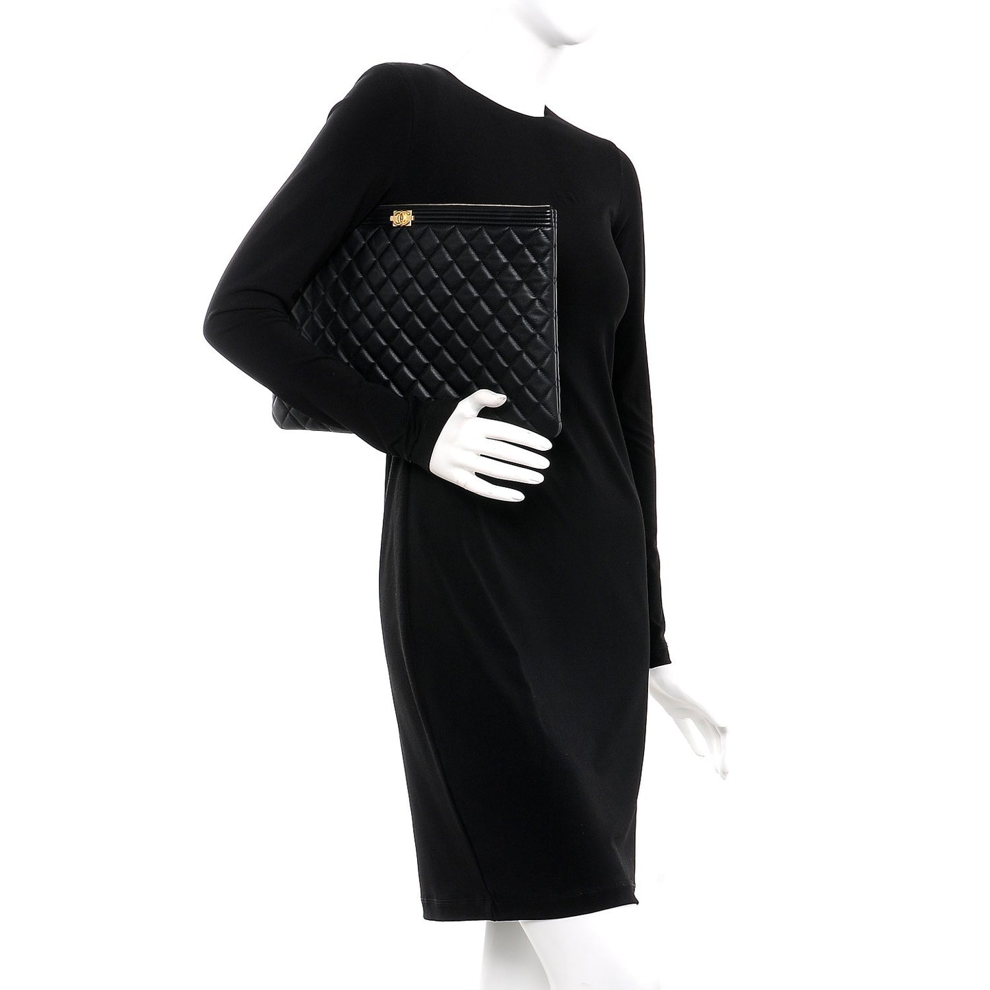 Caviar Quilted Large Boy Cosmetic Case Black