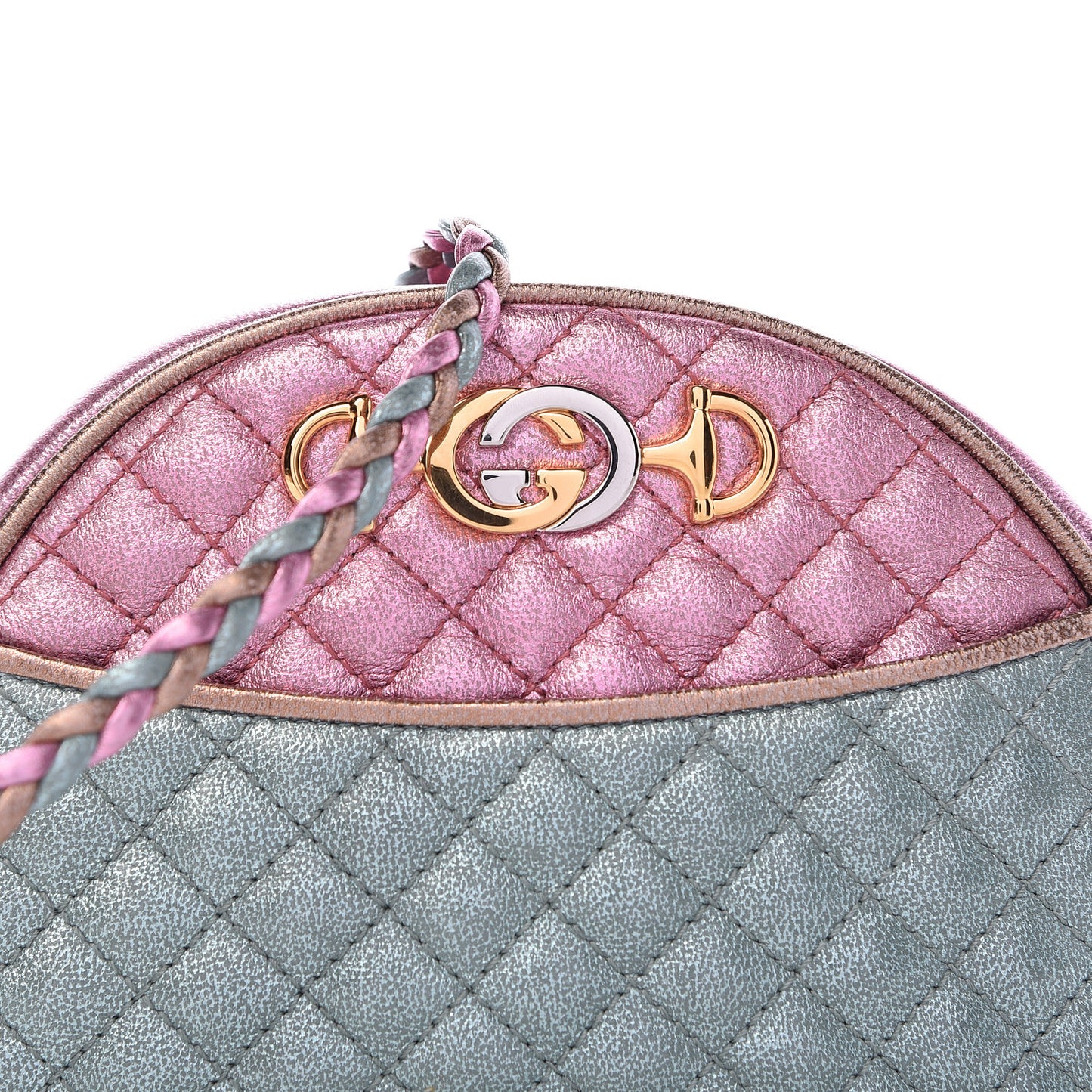 Laminated Nappa Trapuntata Mini Zumi Dome Shoulder Bag Rosa Lago Rame