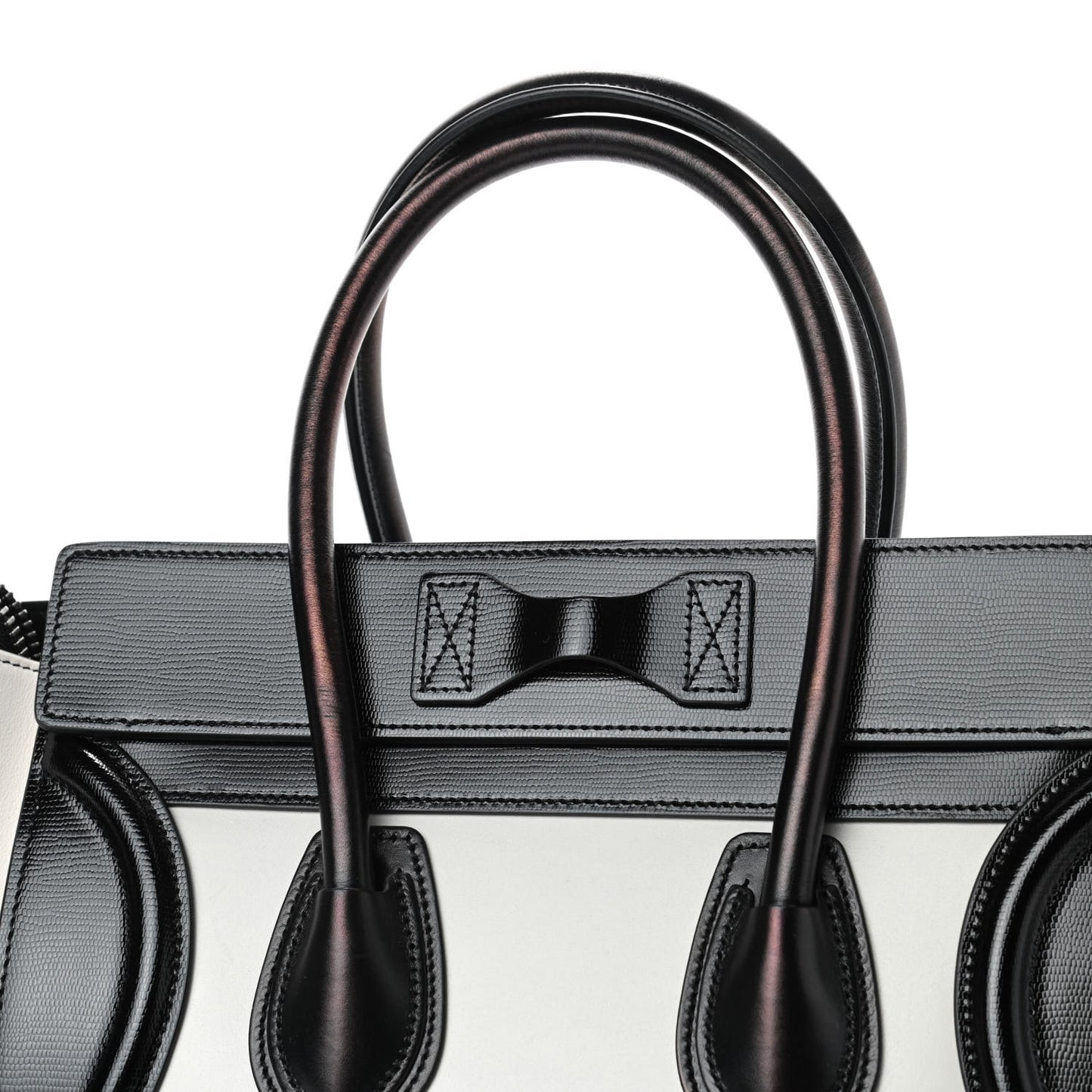 Sleek Calfskin Micro Bi-Color Luggage Black White