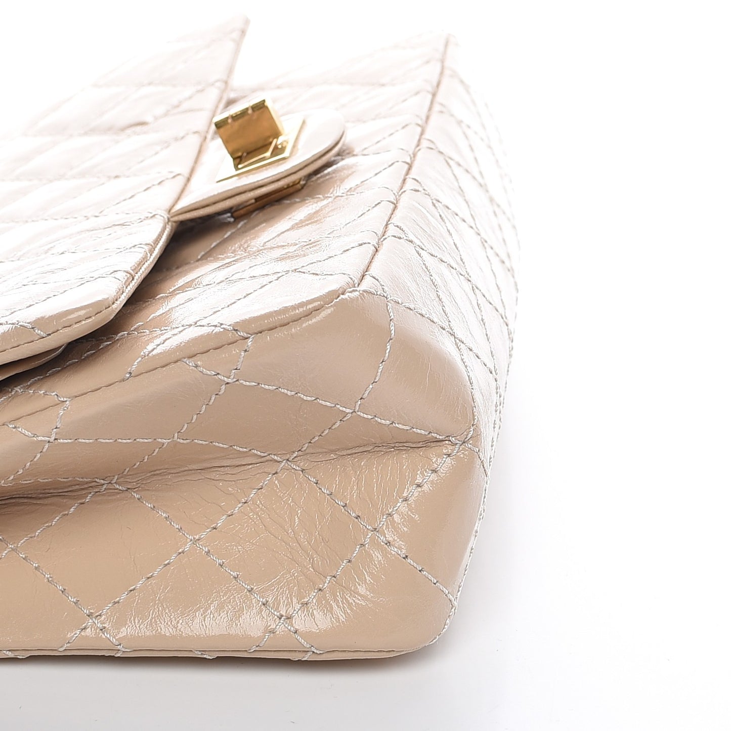 Patent Distressed Calfskin Quilted 2.55 Reissue 225 Flap Beige