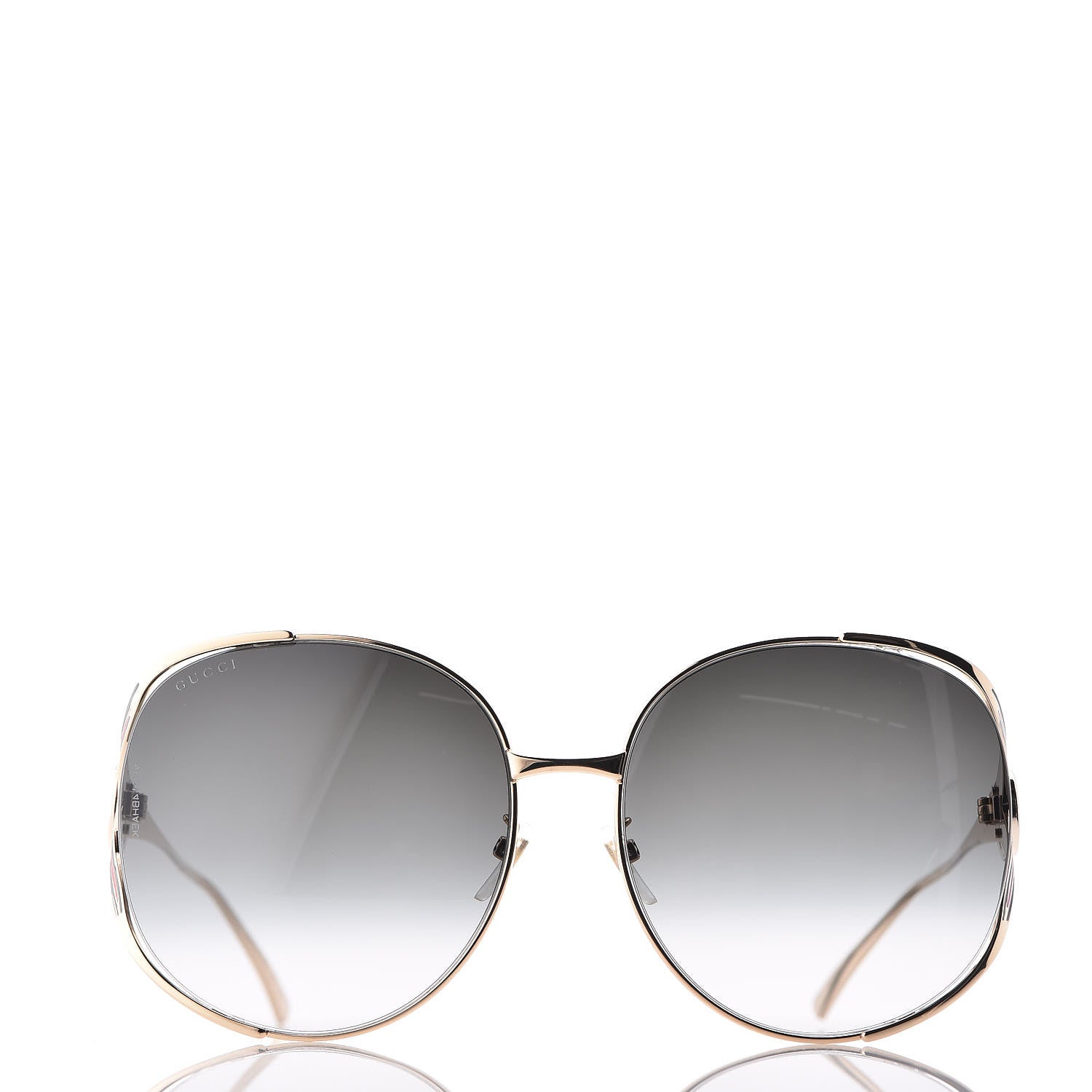 Gucci Metal Oversized Round Frame GG0225S Sunglasses Gold 2 of 8