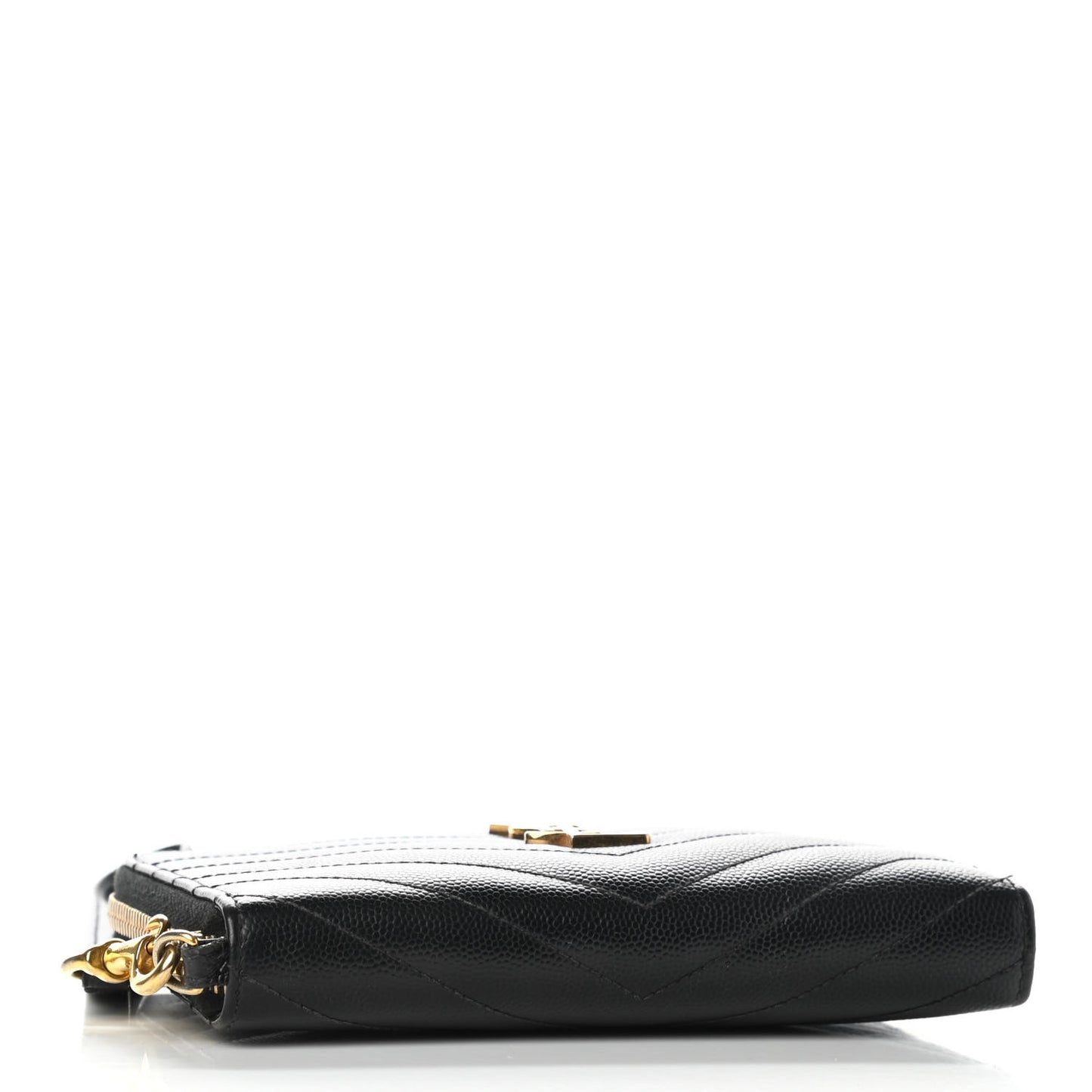 Grain De Poudre Matelasse Chevron Monogram Zip Around Wallet Black