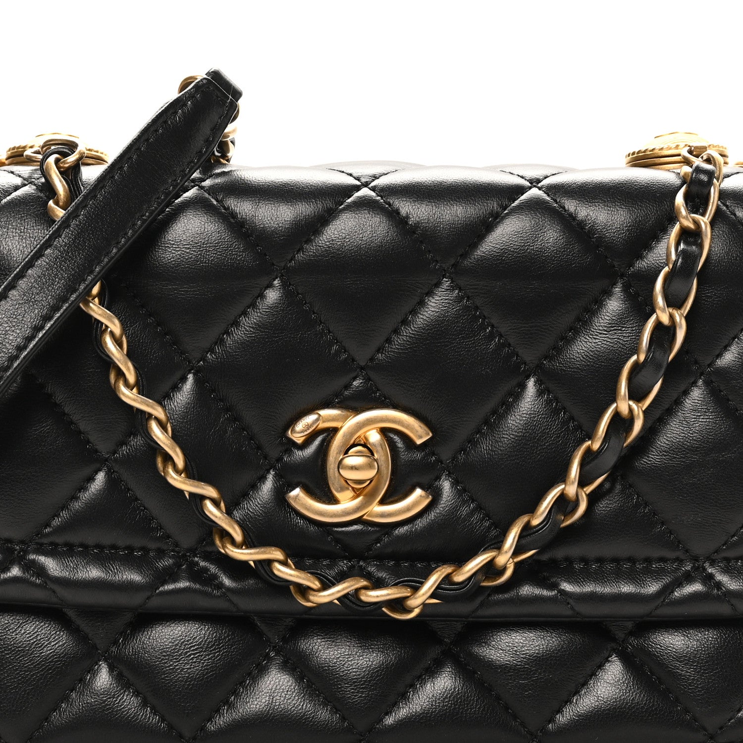 Chanel Shiny Lambskin Flap Clutch With Chain Black 8 of 10