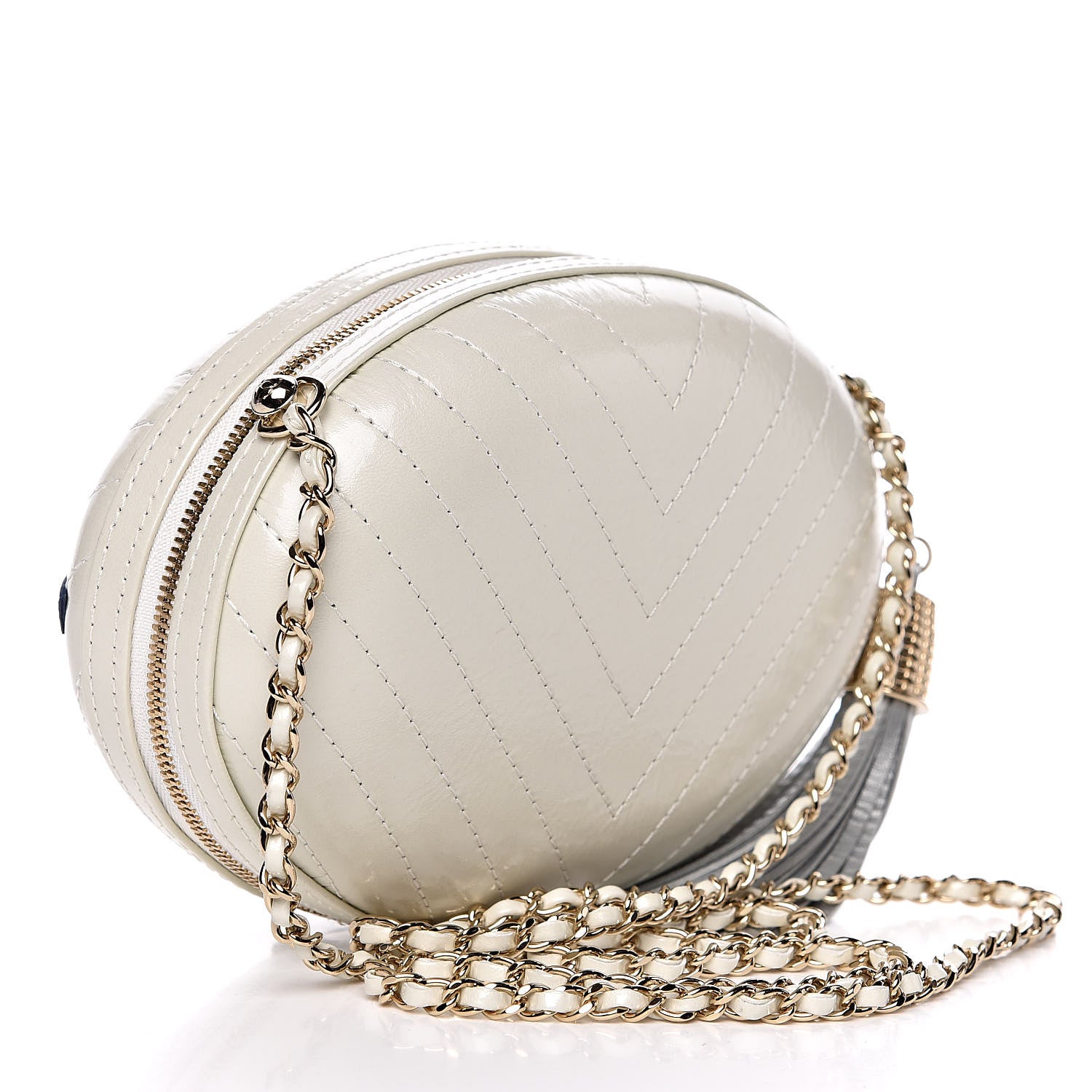 Chanel Embroidered Lambskin Chevron Quilted La Pausa Evening Bag White 3 of 11