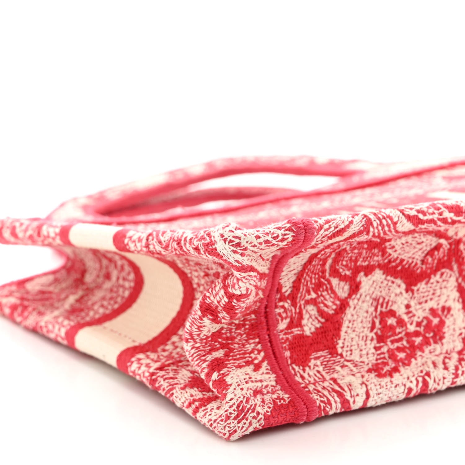 Christian Dior Canvas Embroidered Mini Toile De Jouy Book Tote Raspberry 8 of 9