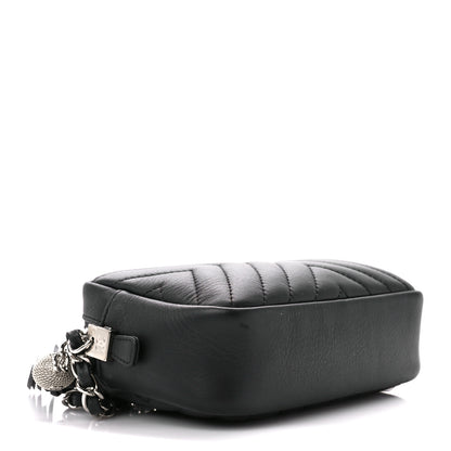 Chanel Calfskin Diagonal Chevron Quilted Tassel Camera Case Black 4 of 11