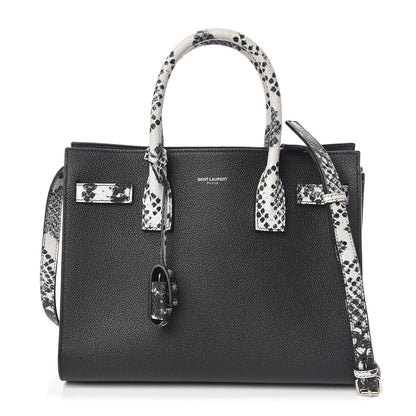 Saint Laurent Grained Calfskin Embossed Python Baby Sac De Jour Black 1 of 10