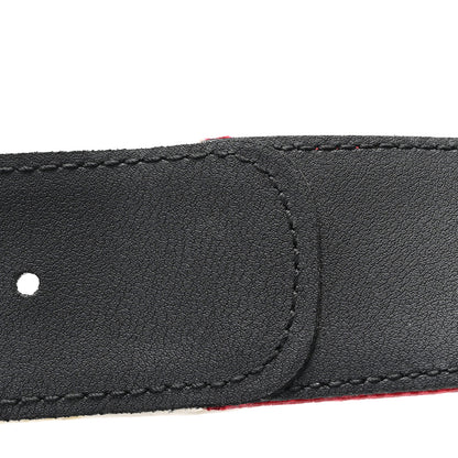 Gucci X ADIDAS Crystal Vintage Monogram Textured Dollar Calfskin Double G 40mm Belt 75 30 Hibiscus Red Off White Black 6 of 6