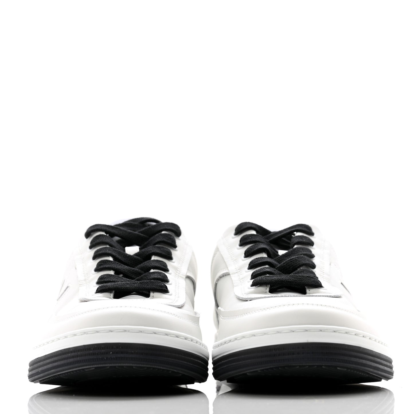 Calfskin CC Womens Sneakers 37 White Black