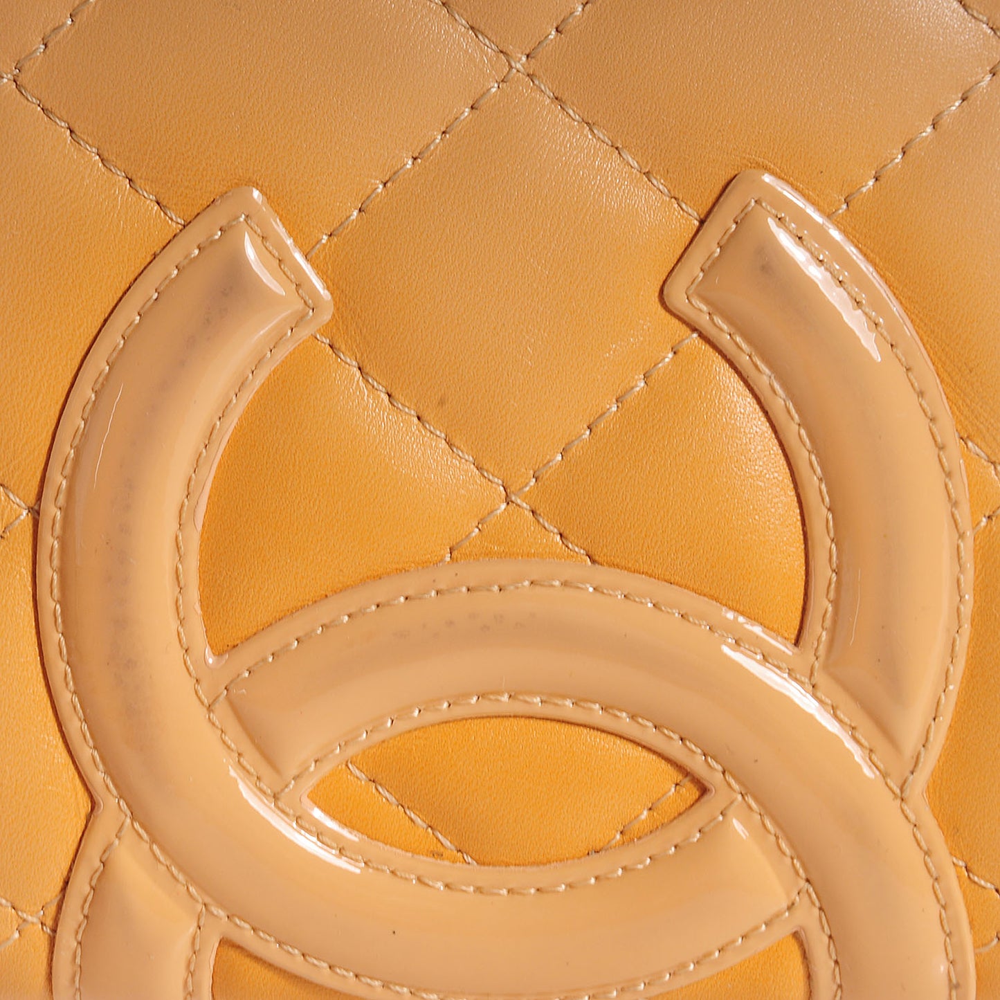 Calfskin Quilted Cambon Yen Wallet Beige