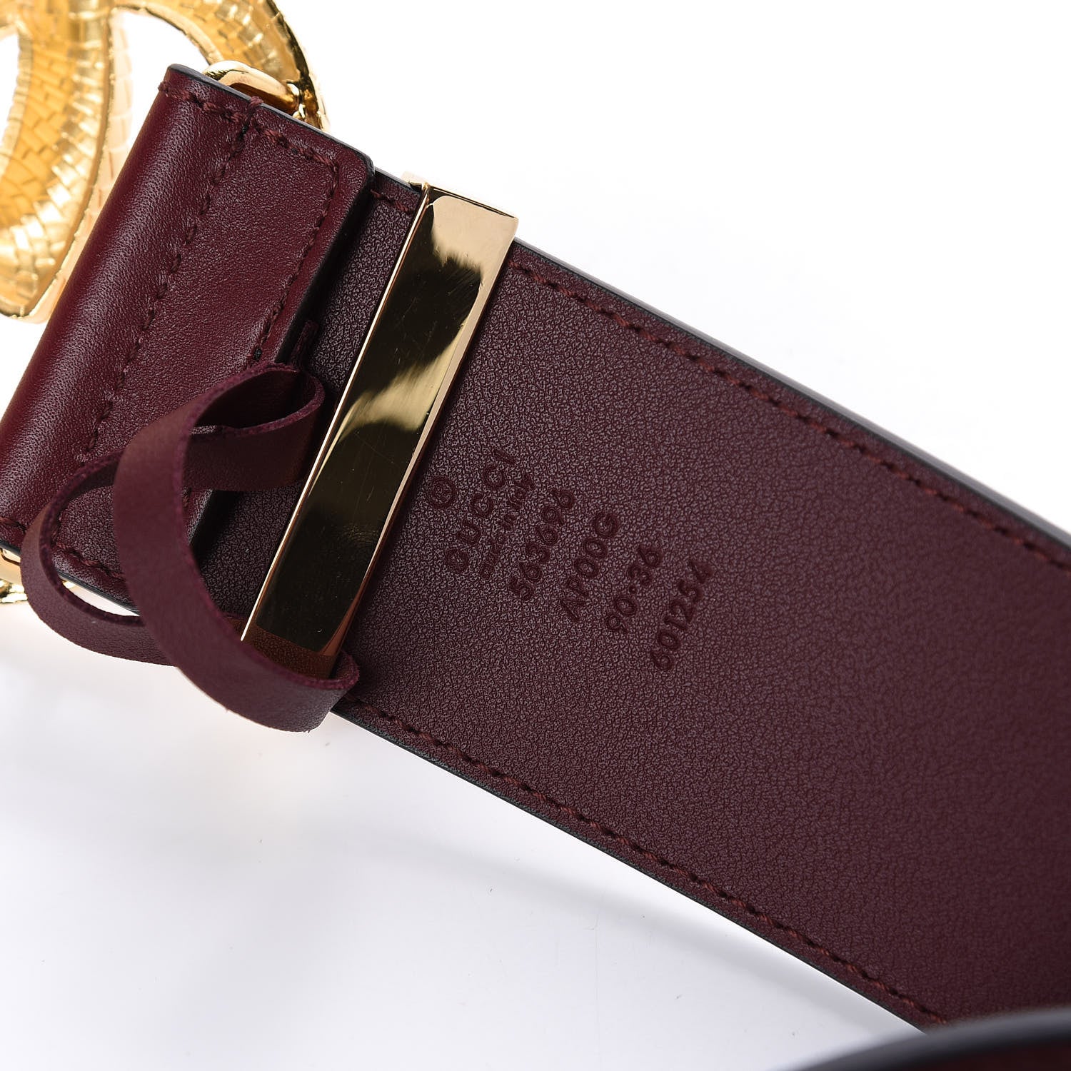 Gucci Calfskin Lizard Double G 50mm Belt 90 36 Vintage Bordeaux 3 of 5