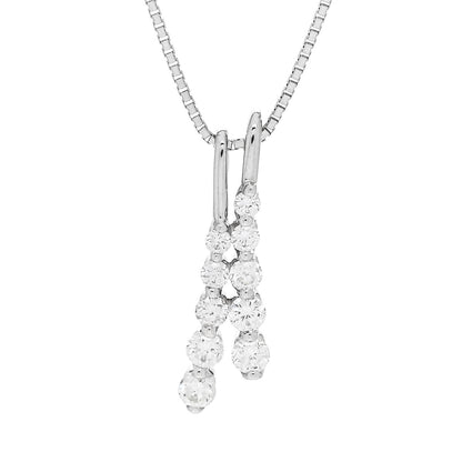 Parker & West by FASHIONPHILE 18K White Gold Diamond .50ctw Graduated Two Row Drop Pendant Necklace 4 of 6