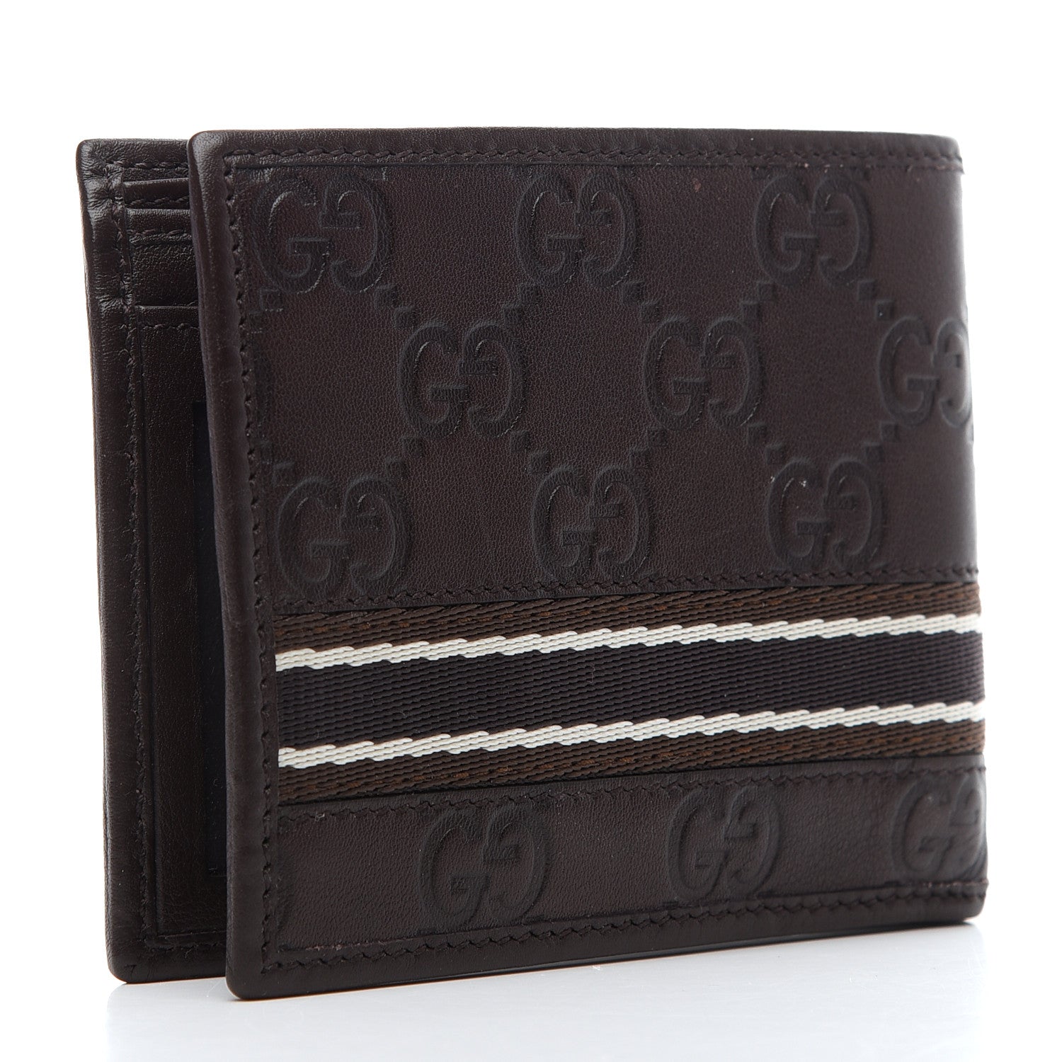 Gucci Guccissima Web Bi-Fold Wallet Dark Brown 3 of 6