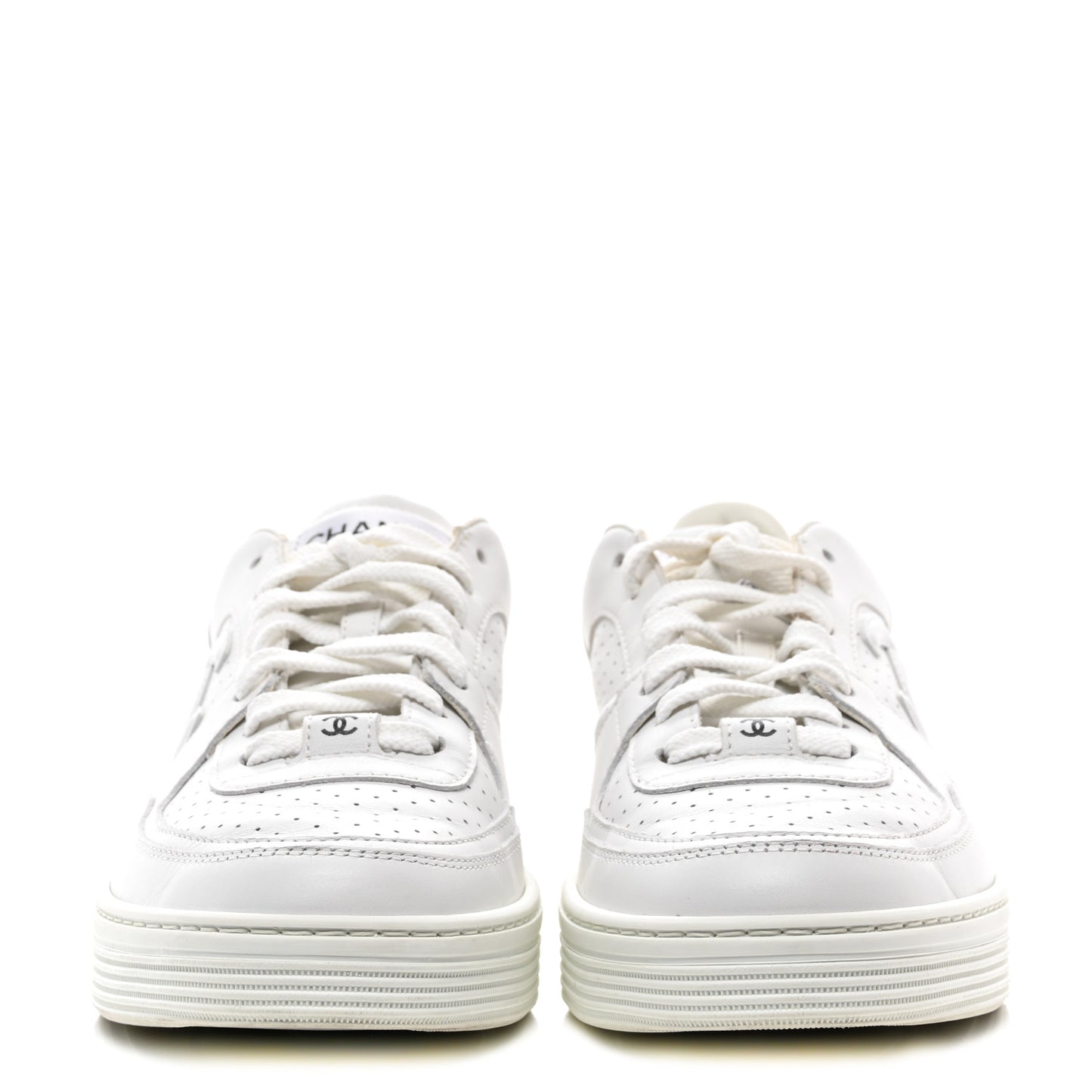 Calfskin CC Womens Sneakers 39 White